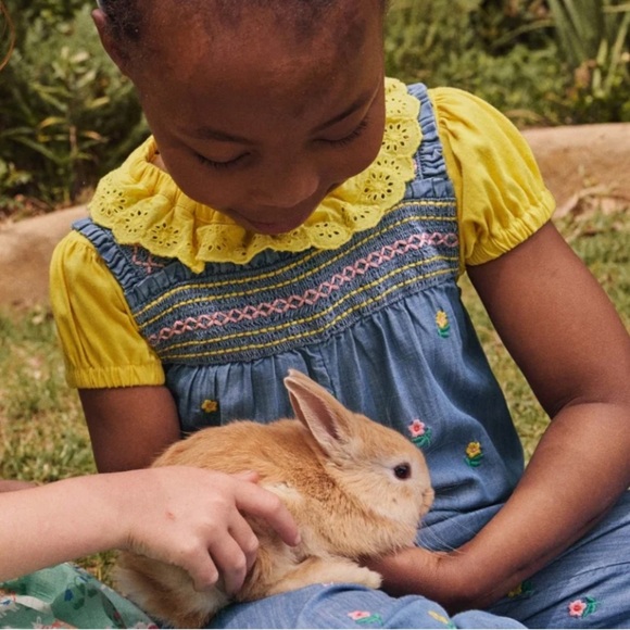 Mini Boden Golden Yellow Lace Collar Tee Shirt - Picture 3 of 6